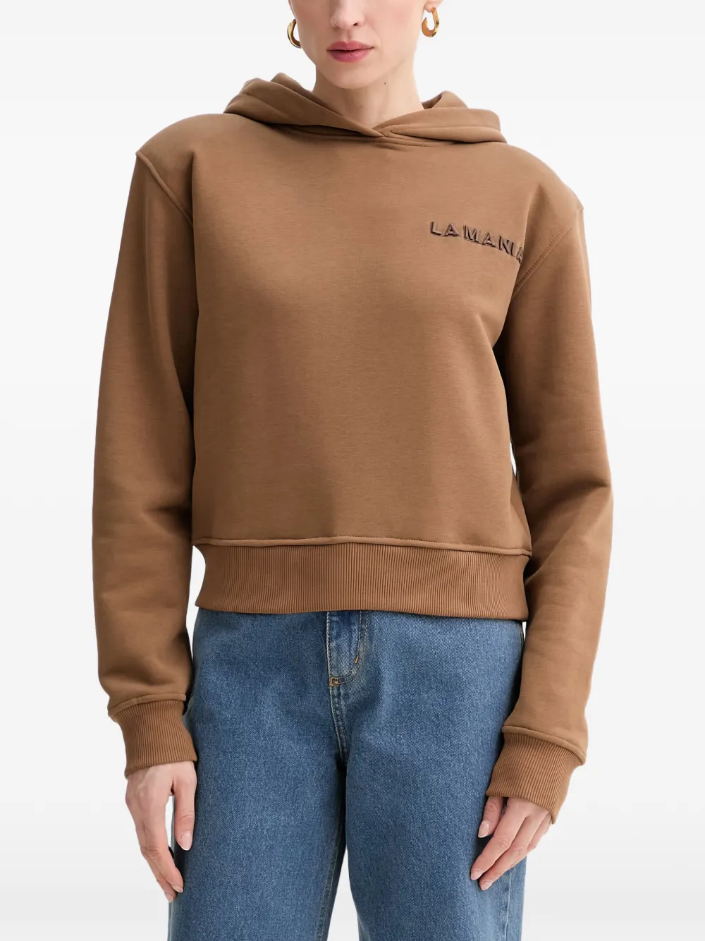 La Mania Lio logo-embroidered ribbed-trim hoodie