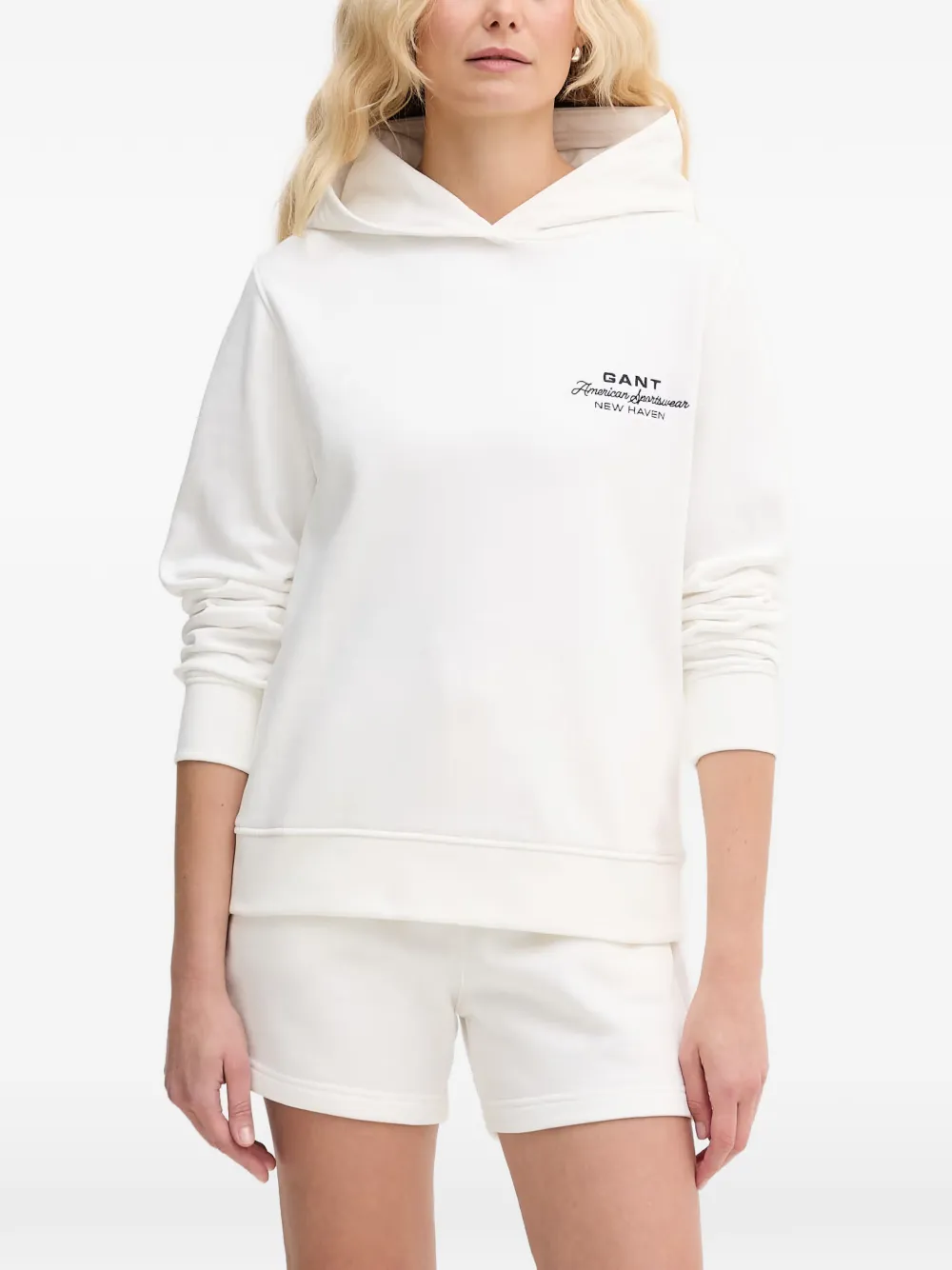 Gant logo-embroidered hoodie - Nude