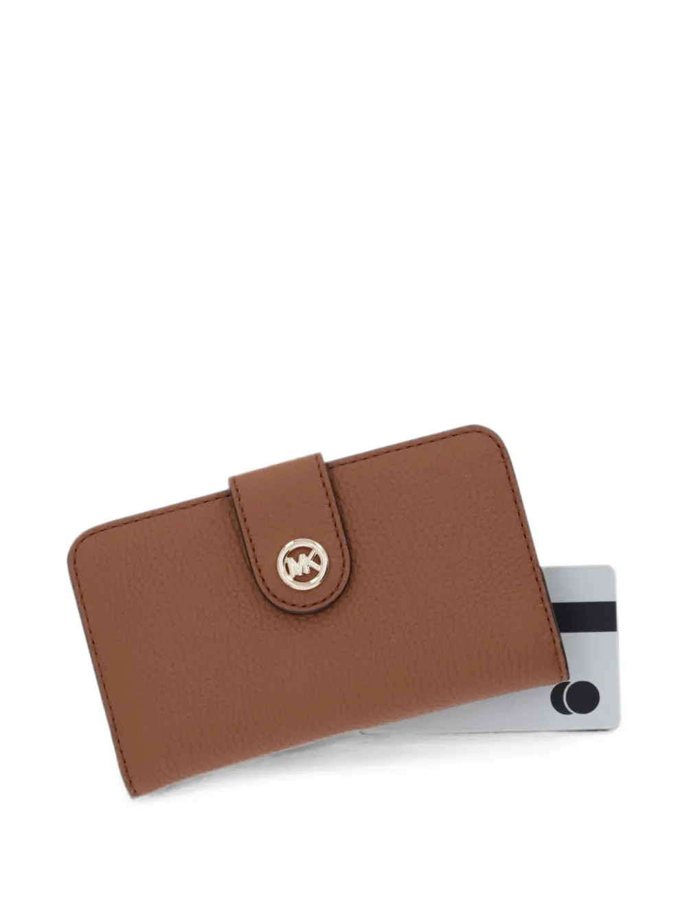 Michael Kors logo-plaque pebbled wallet Bruin