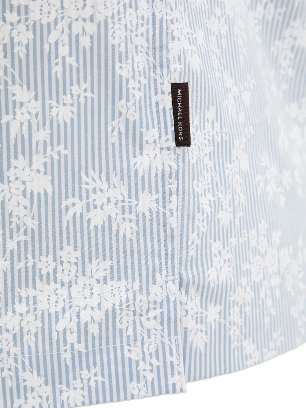 Michael Kors Stretch katoenen overhemd met korte mouwen en bloemen-print Blauw