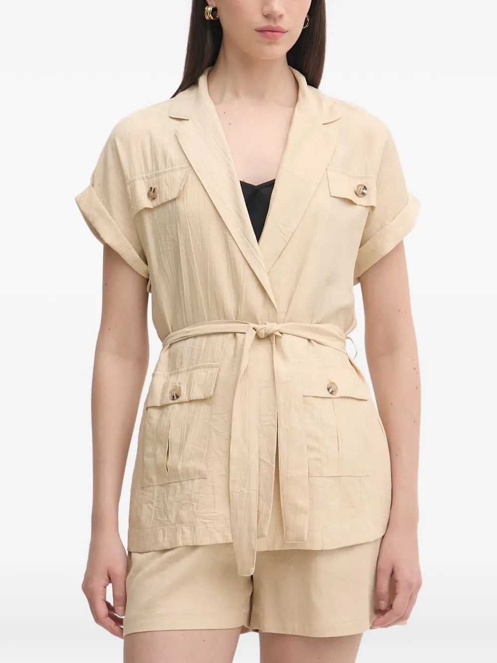 Gaudi belted crinkled-effect shirt - Toni neutri