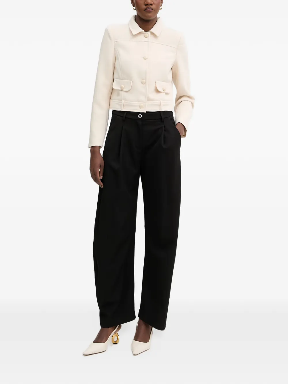 Morgan Button-up jack met klepzak Beige