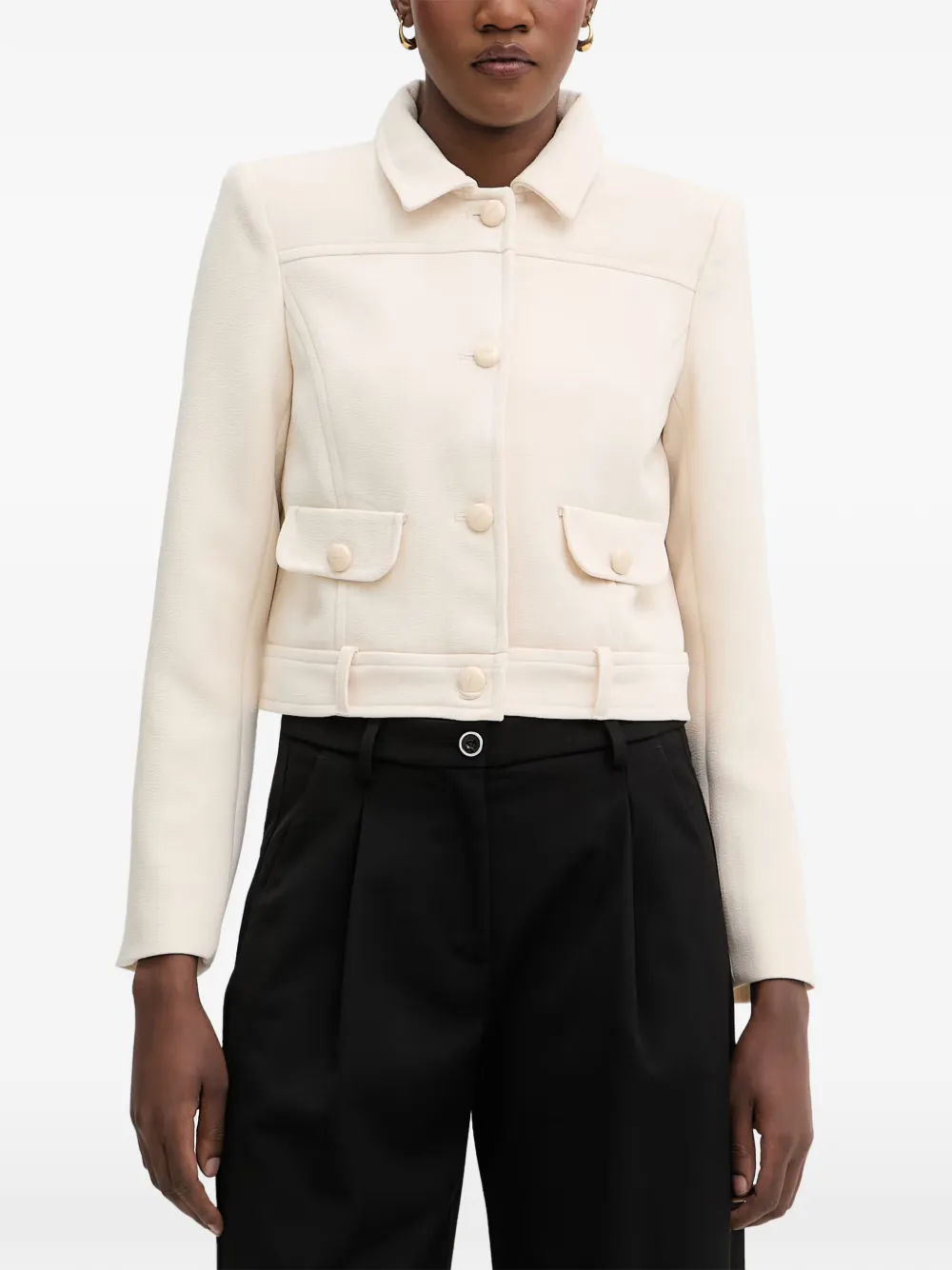 Morgan button-up flap-pocket jacket - Nude