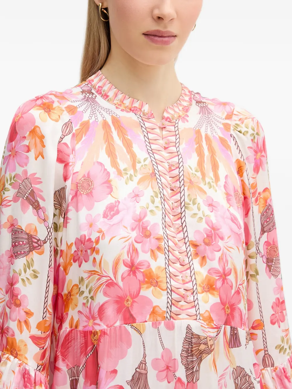 Hale Bob Benilde Charmeuse mini-jurk met bloemenprint Roze