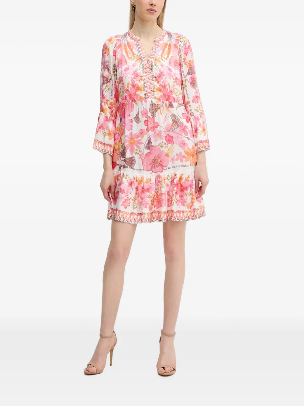 Hale Bob Benilde Charmeuse mini-jurk met bloemenprint Roze