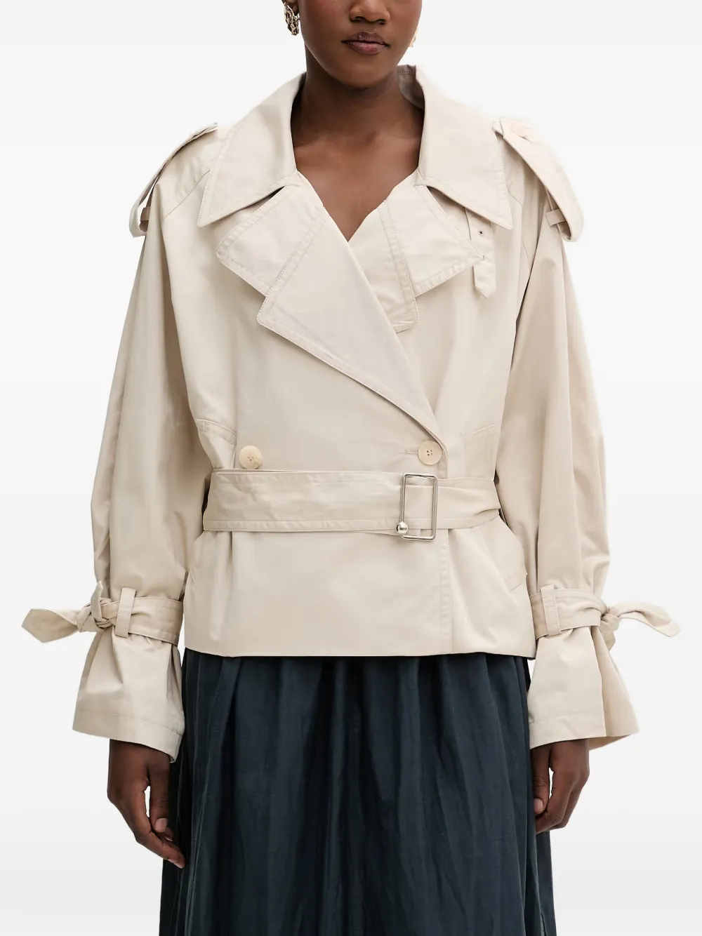 Isabelle Blanche cropped trench coat - Nude