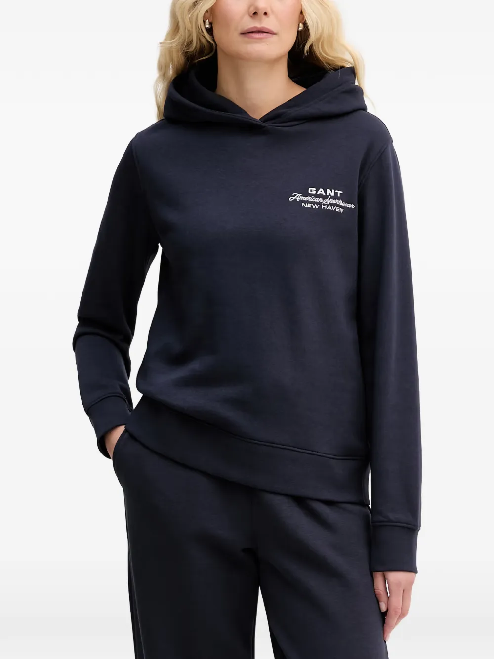 Gant logo-embroidered hoodie - Blau