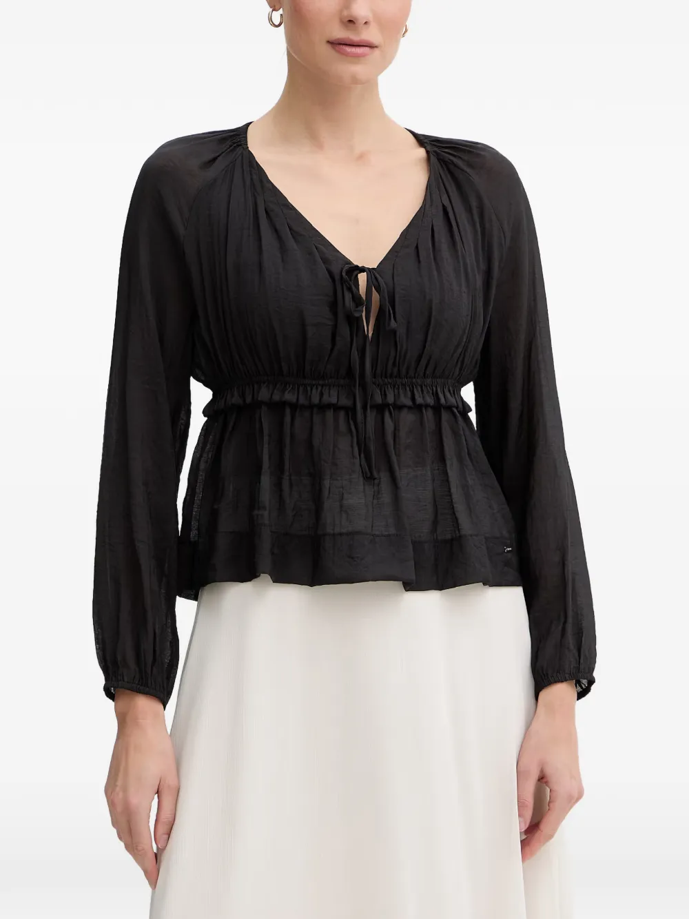 Gaudi ruffled tie-fastening blouse - Nero