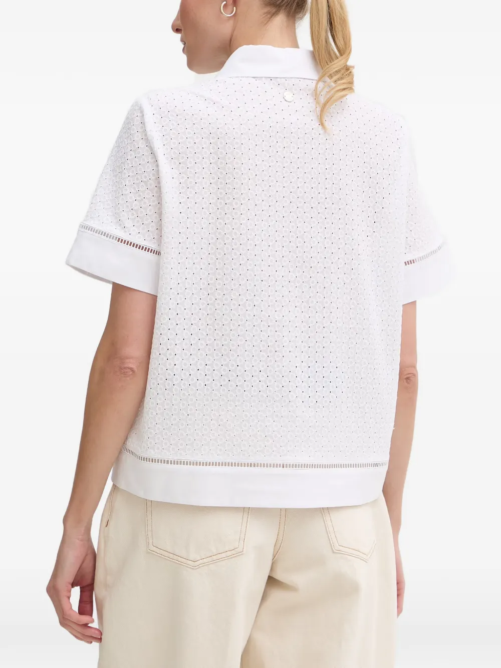 Joop! Blouse met broderie anglaise Wit