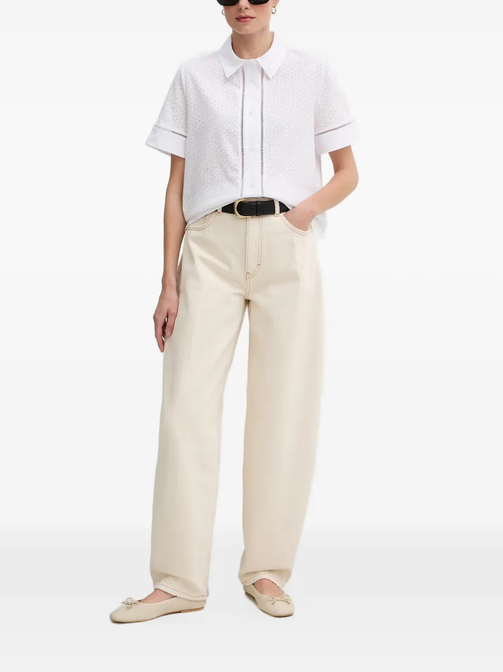 Joop! Blouse met broderie anglaise Wit