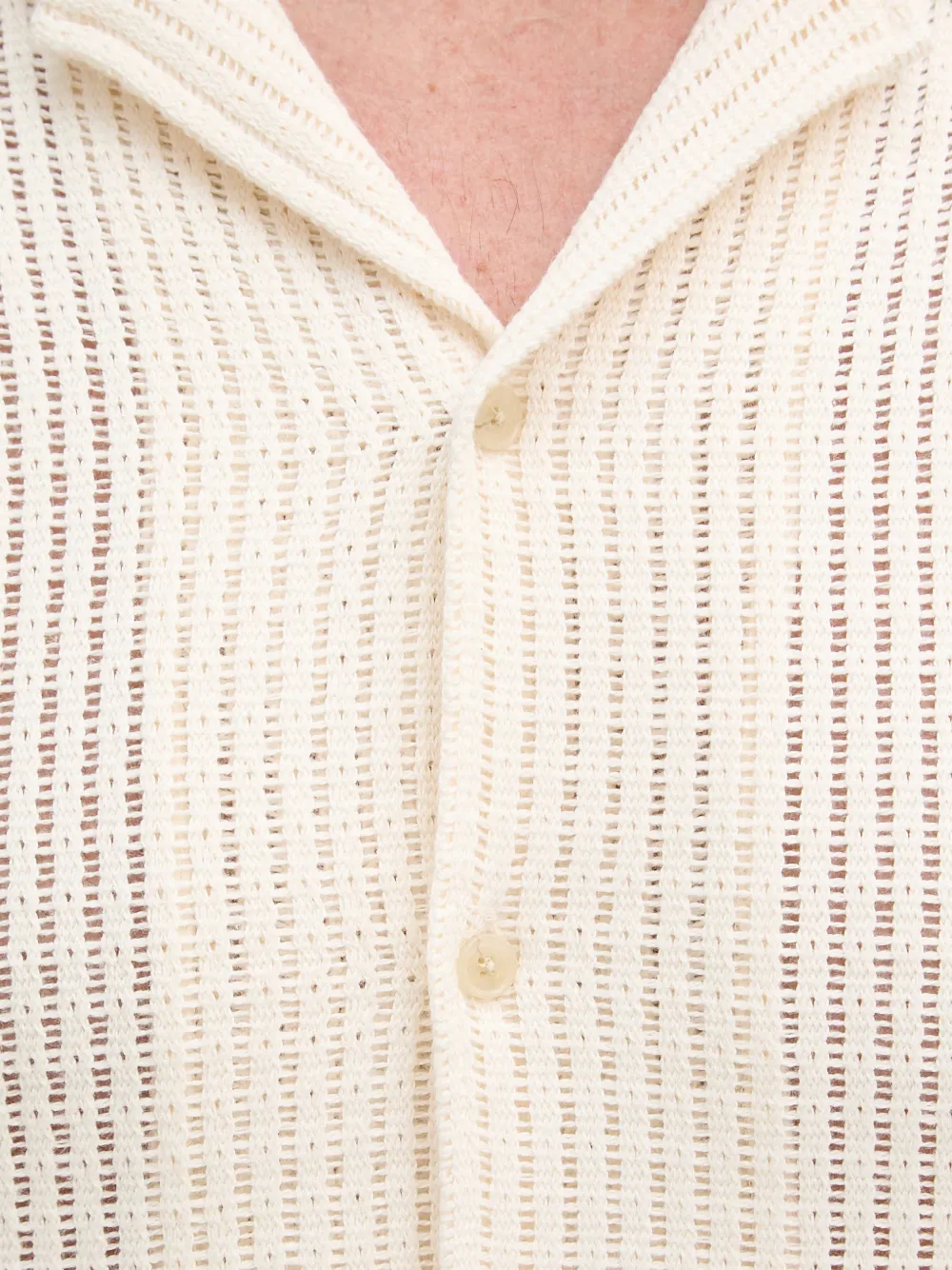 Joop! Kawan opengebreid overhemd met korte mouwen Beige