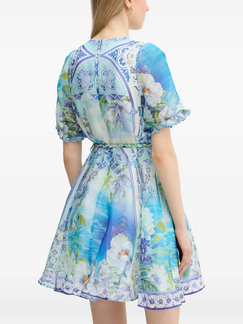 Hale Bob Cyrilla mini-jurk met bloemenprint en ceintuur Blauw