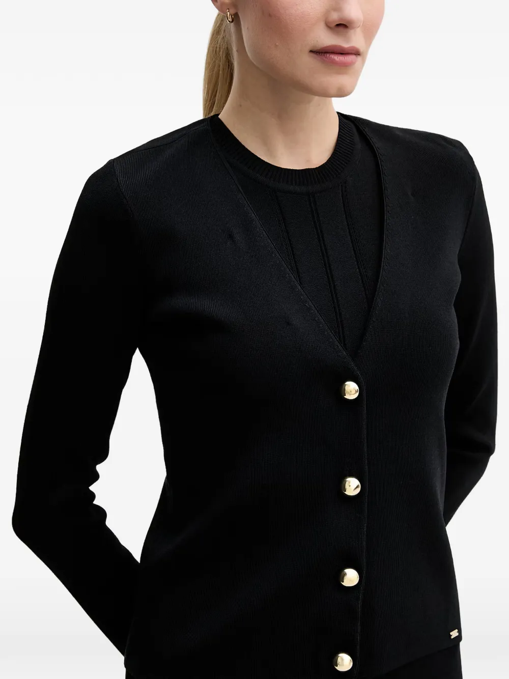 Gaudi Vest met V-hals en knoopsluiting Zwart