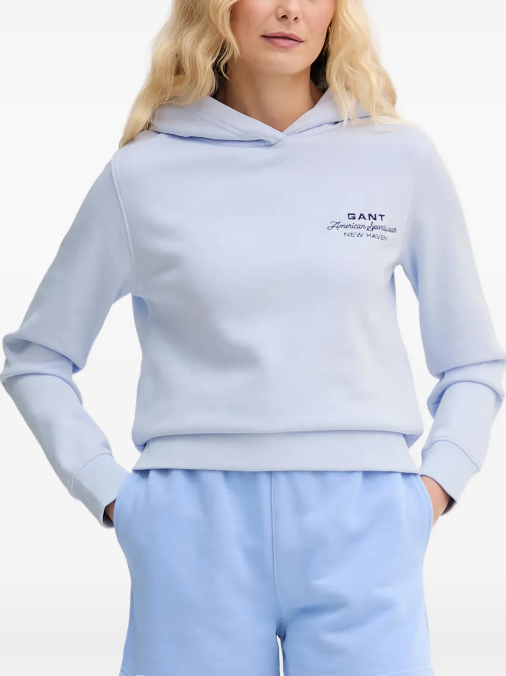 Gant logo-print hoodie - Blu