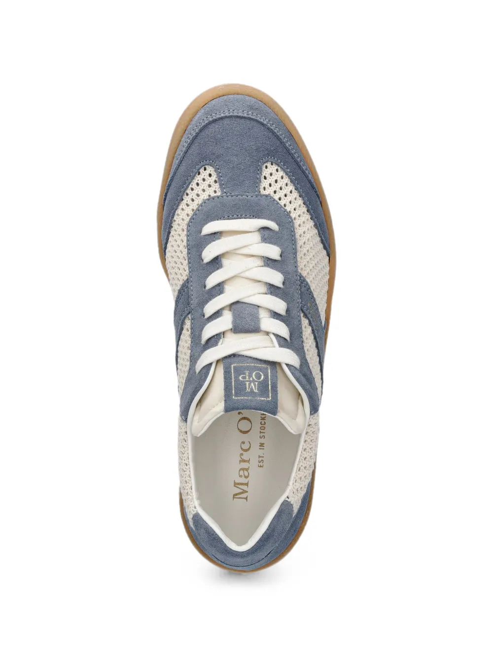 Marc O'Polo suede-panelled mesh sneakers Blauw