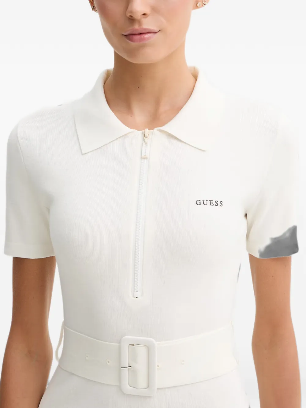 GUESS USA Mini-jurk met ritssluiting en ceintuur Beige