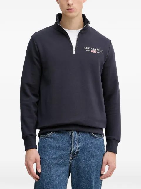 Gant logo-embroidered quarter-zip sweater