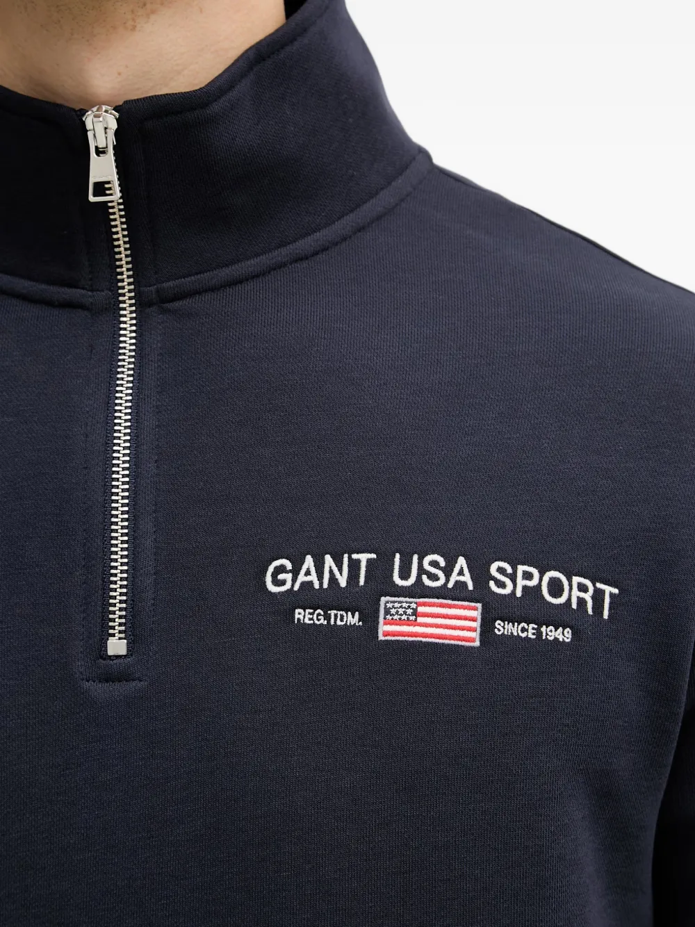 Gant Trui met borduurwerk en kwartrits Blauw