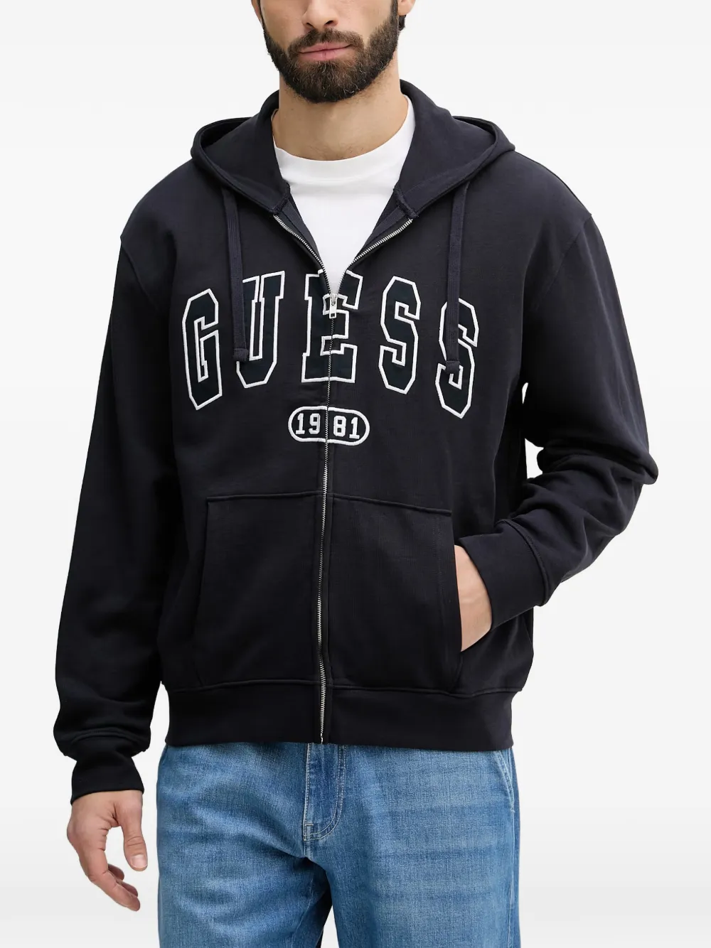 GUESS USA Hoodie met geborduurd logo Zwart