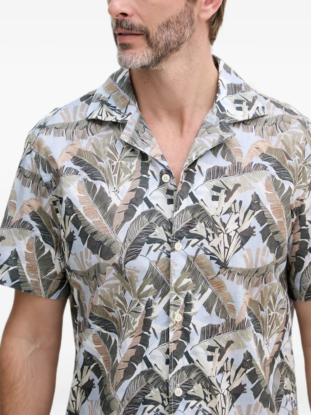 Joop! Hanes overhemd met korte mouwen en blader-print Blauw