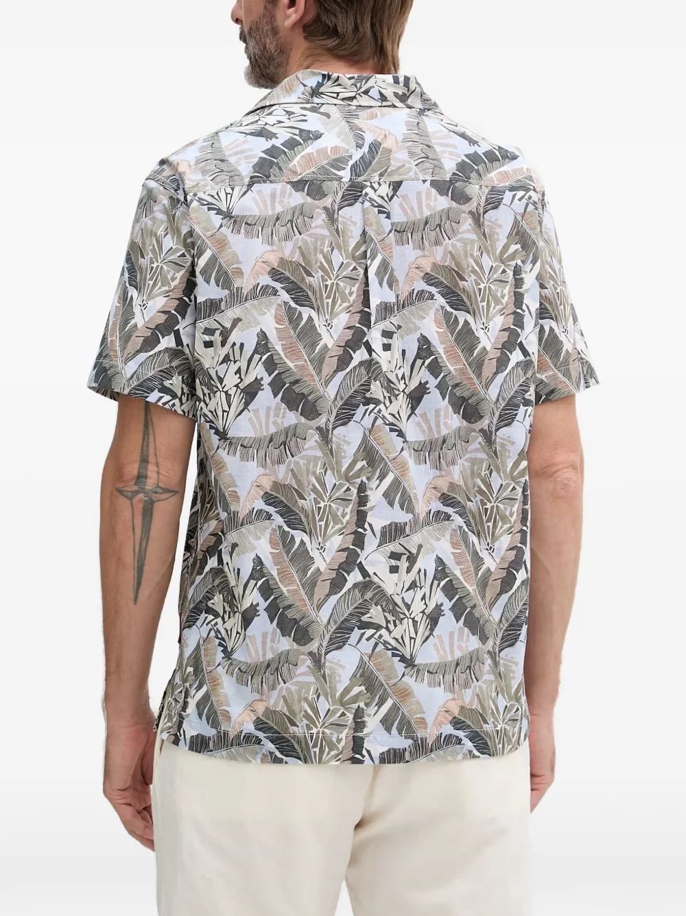 Joop! Hanes overhemd met korte mouwen en blader-print Blauw