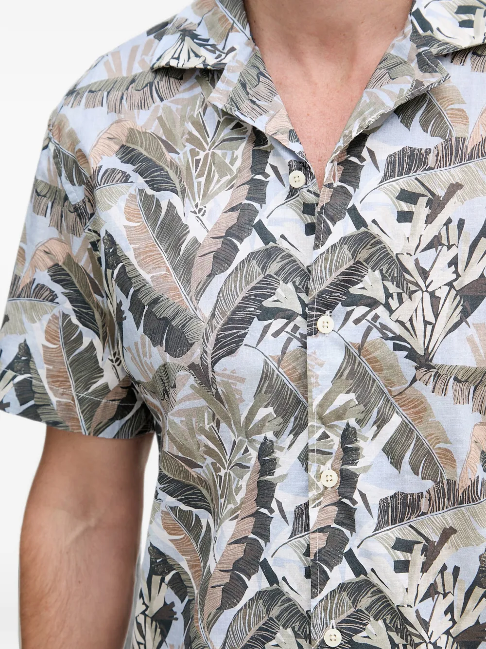 Joop! Hanes overhemd met korte mouwen en blader-print Blauw