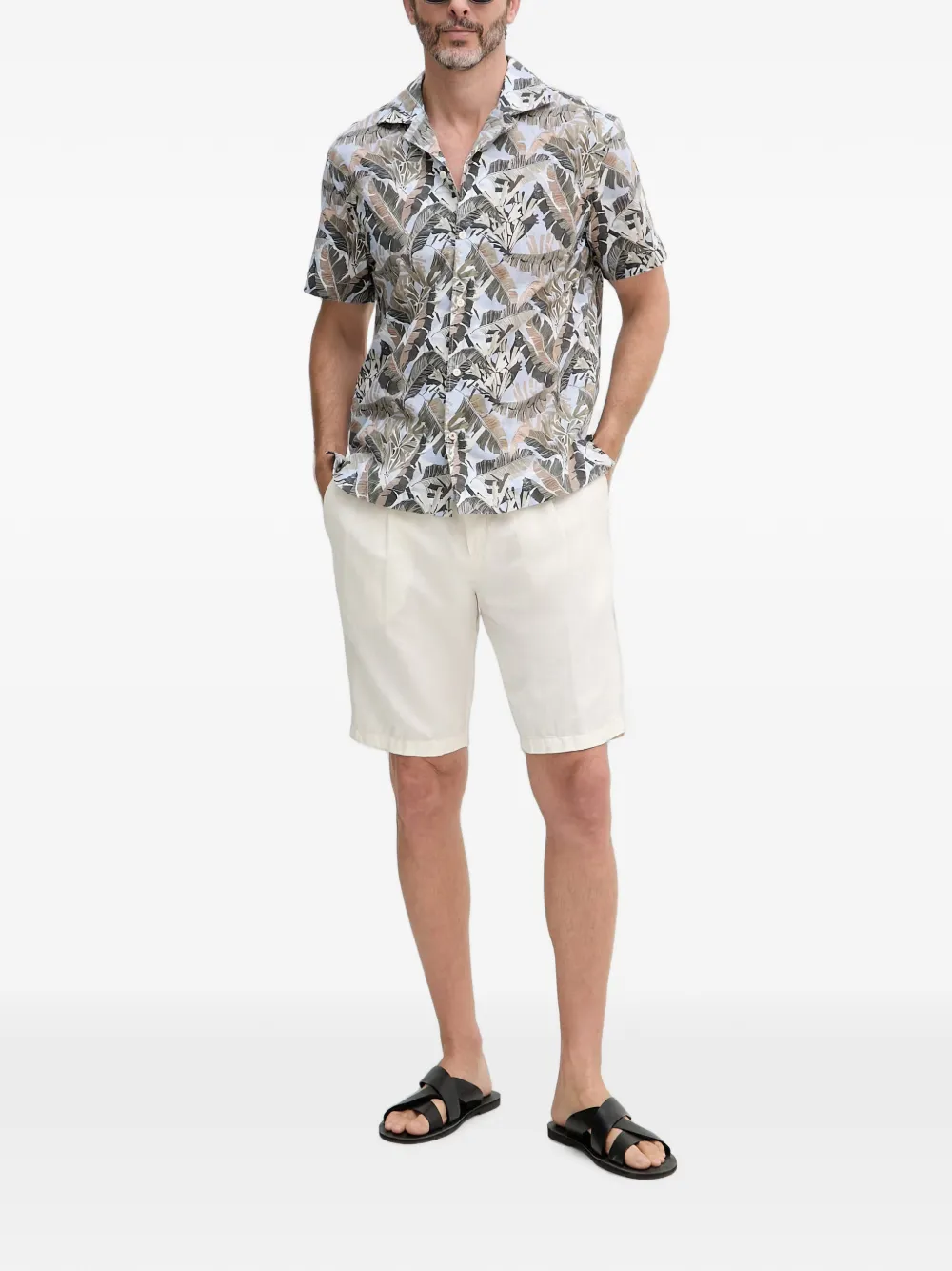 Joop! Hanes overhemd met korte mouwen en blader-print Blauw