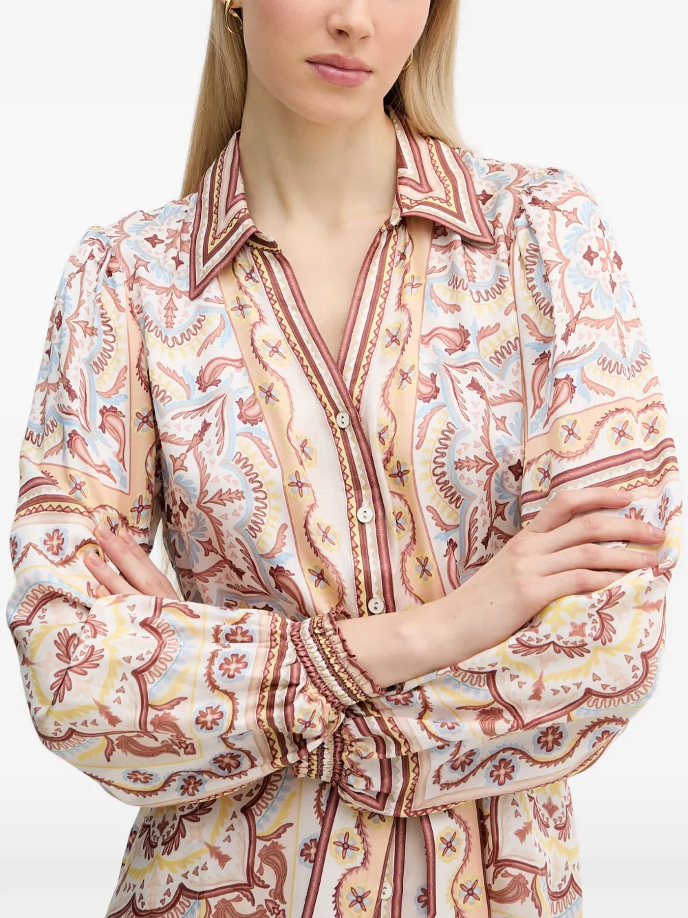 Hale Bob Arlo mini-jurk met paisley-print en ceintuur Beige