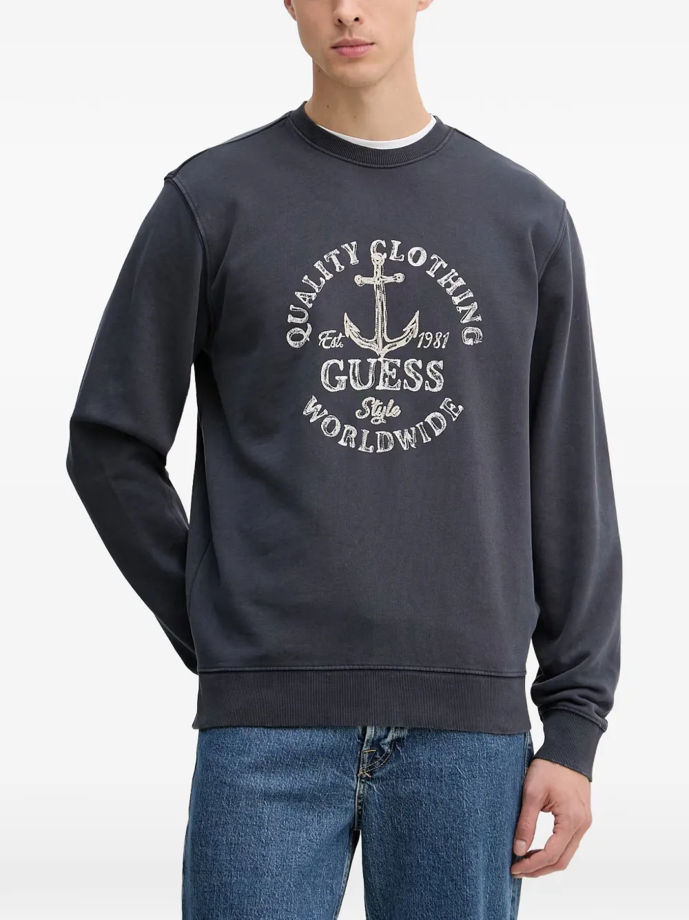 GUESS USA embroidered crew-neck sweatshirt - Blau