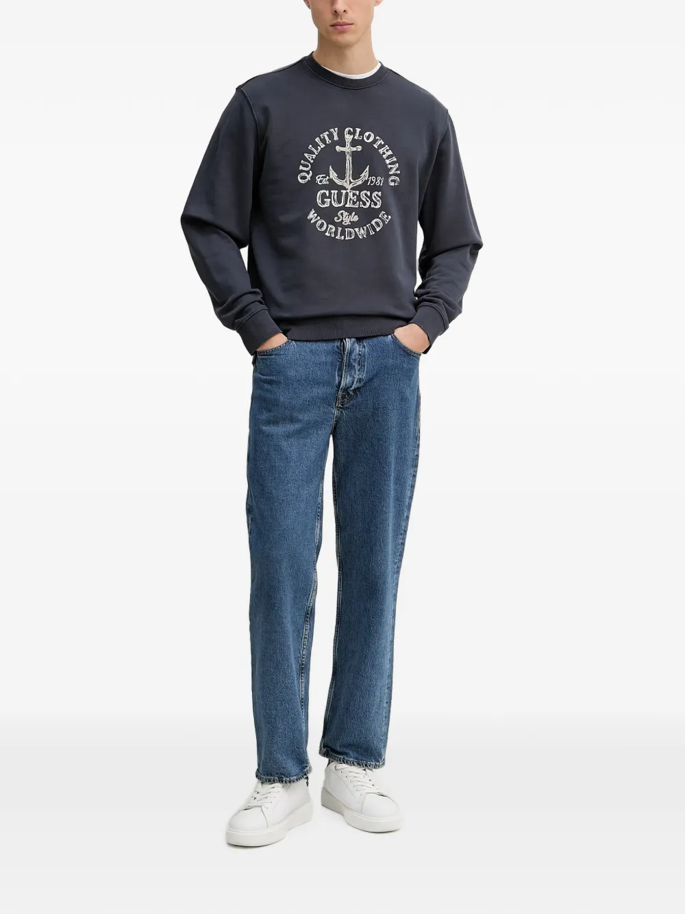 GUESS USA Sweater met ronde hals Blauw
