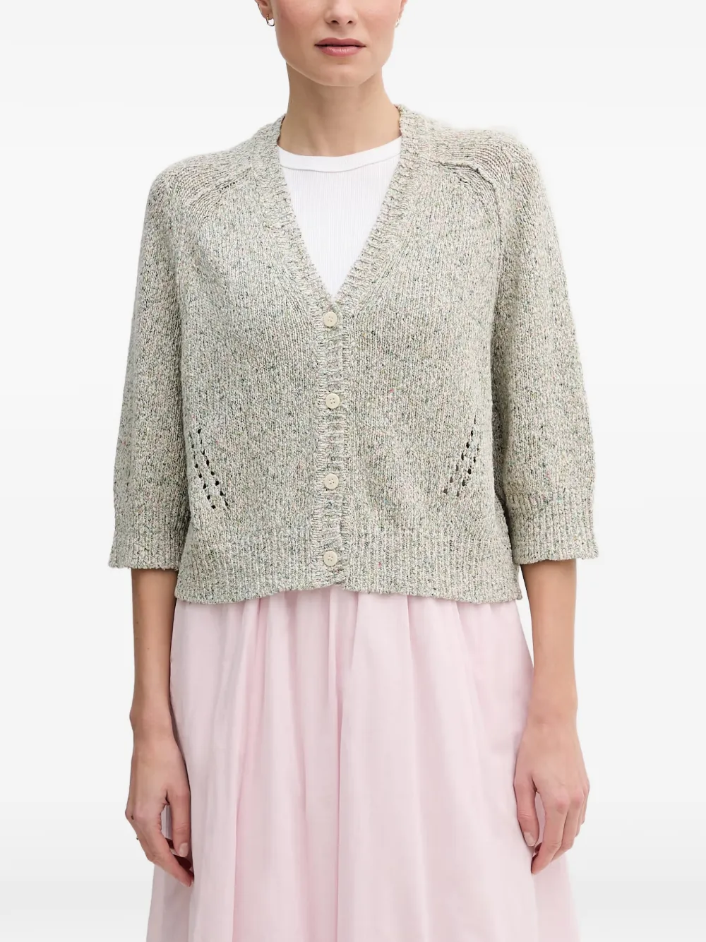 Mos Mosh Lizet pointelle-knit button-up cardigan