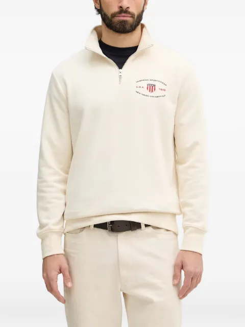 Gant logo-embroidered quarter-zip sweater