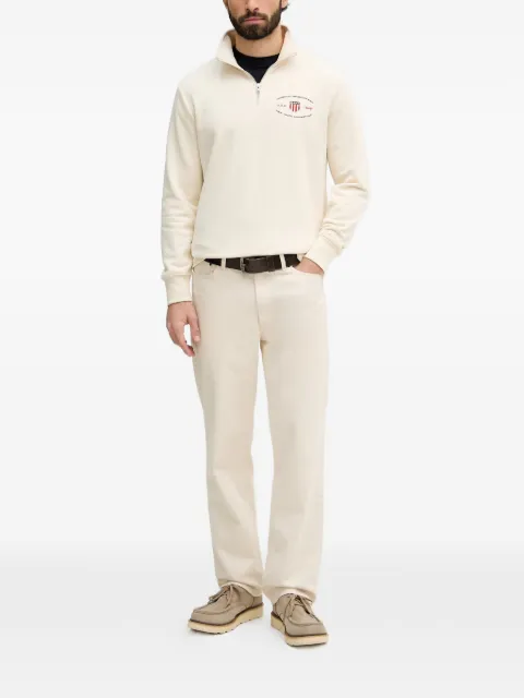 Gant logo-embroidered quarter-zip sweater