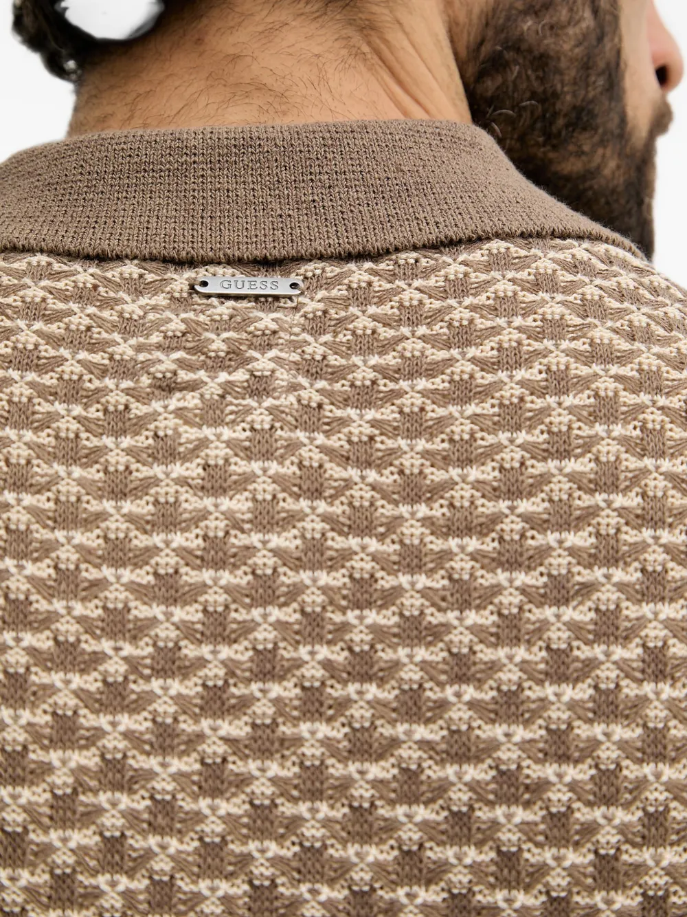 GUESS USA Ryden gebreid overhemd met geometrisch patroon Bruin