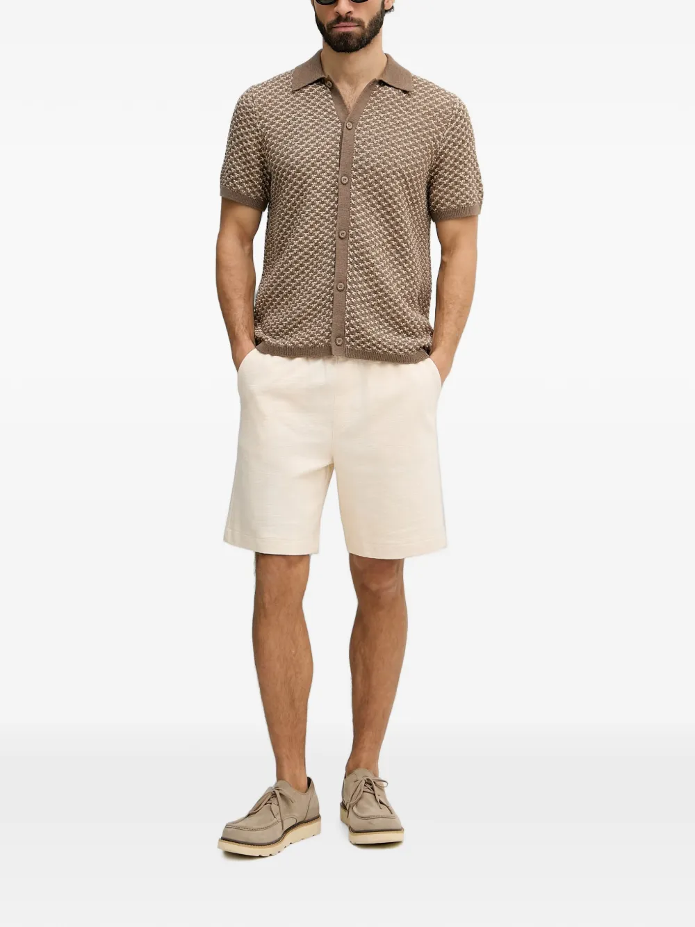 GUESS USA Ryden geometric-pattern knit shirt - Marrone