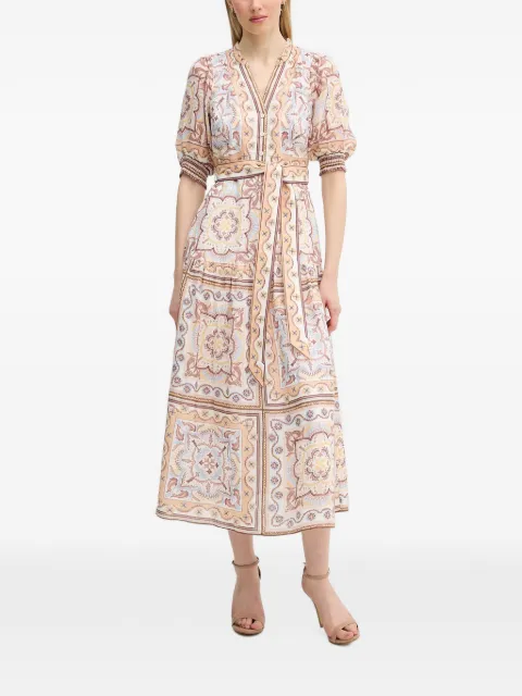 Hale Bob Bess paisley-print belted midi dress