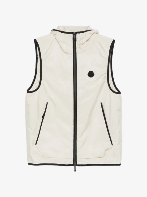 Moncler chaleco con capucha y logo estampado