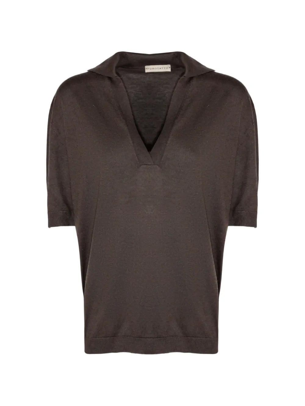 Purotatto V-neck polo top - Braun