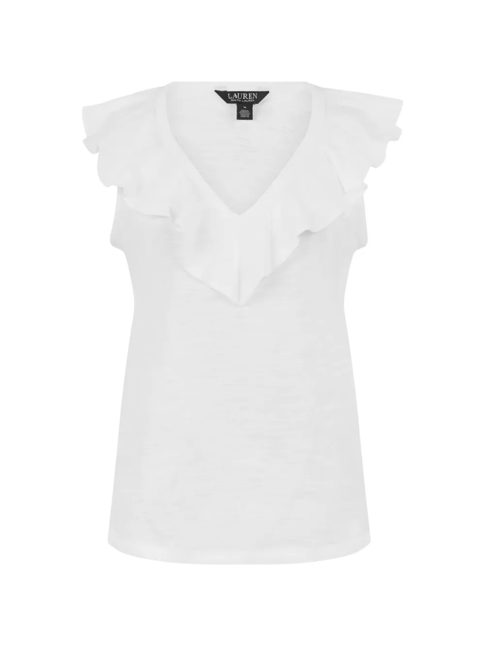 Lauren Ralph Lauren ruffled V-neck T-shirt - Weiß
