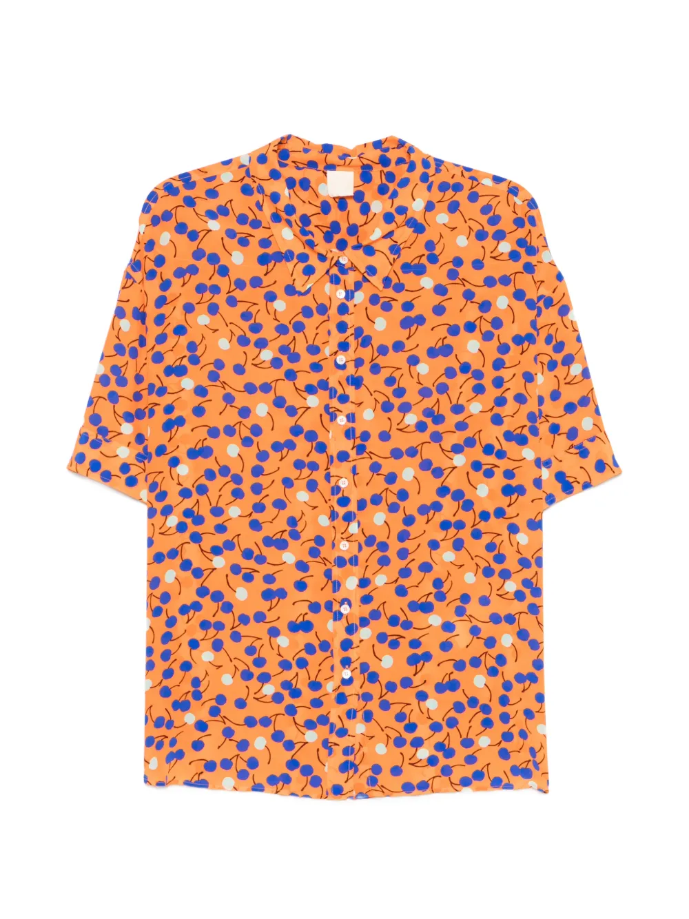 cherry-print short-sleeve blouse