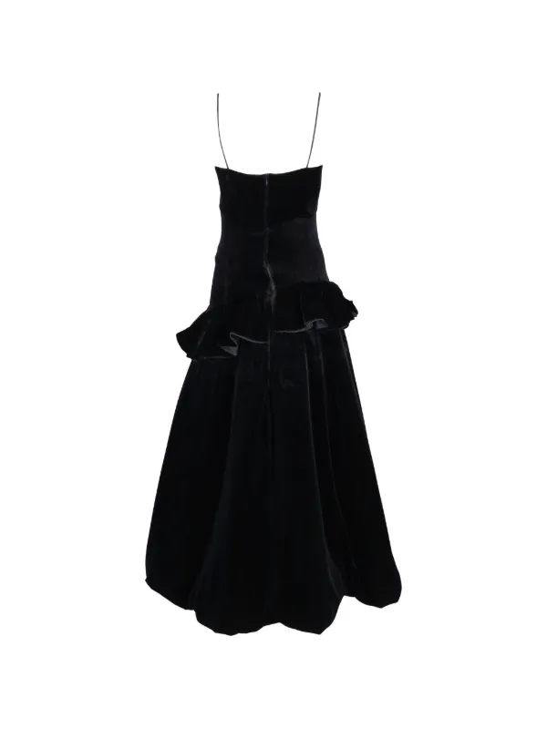 black peplum bridesmaid dress Noir Bow Peplum Gown by Badgley Mischka