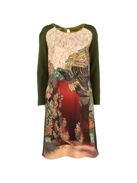 Alberta Ferretti Vintage bird-print raglan-sleeve dress
