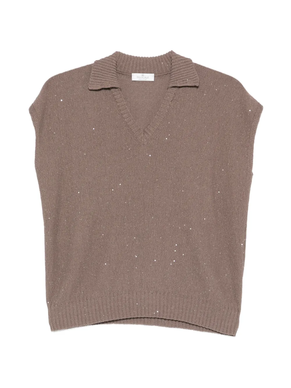 PANICALE sequin-embellished V-neck top - Marrone