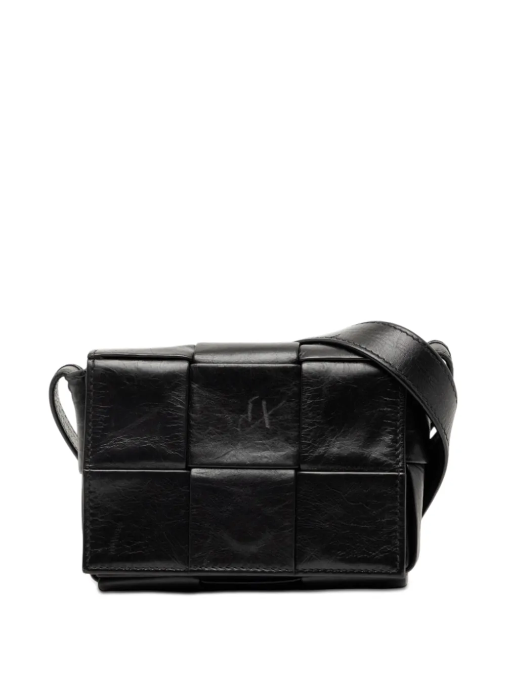 Bottega Veneta Pre-Owned 2012-2026 Candy Paper Calfskin Intrecciato Cassette crossbody bag - Black
