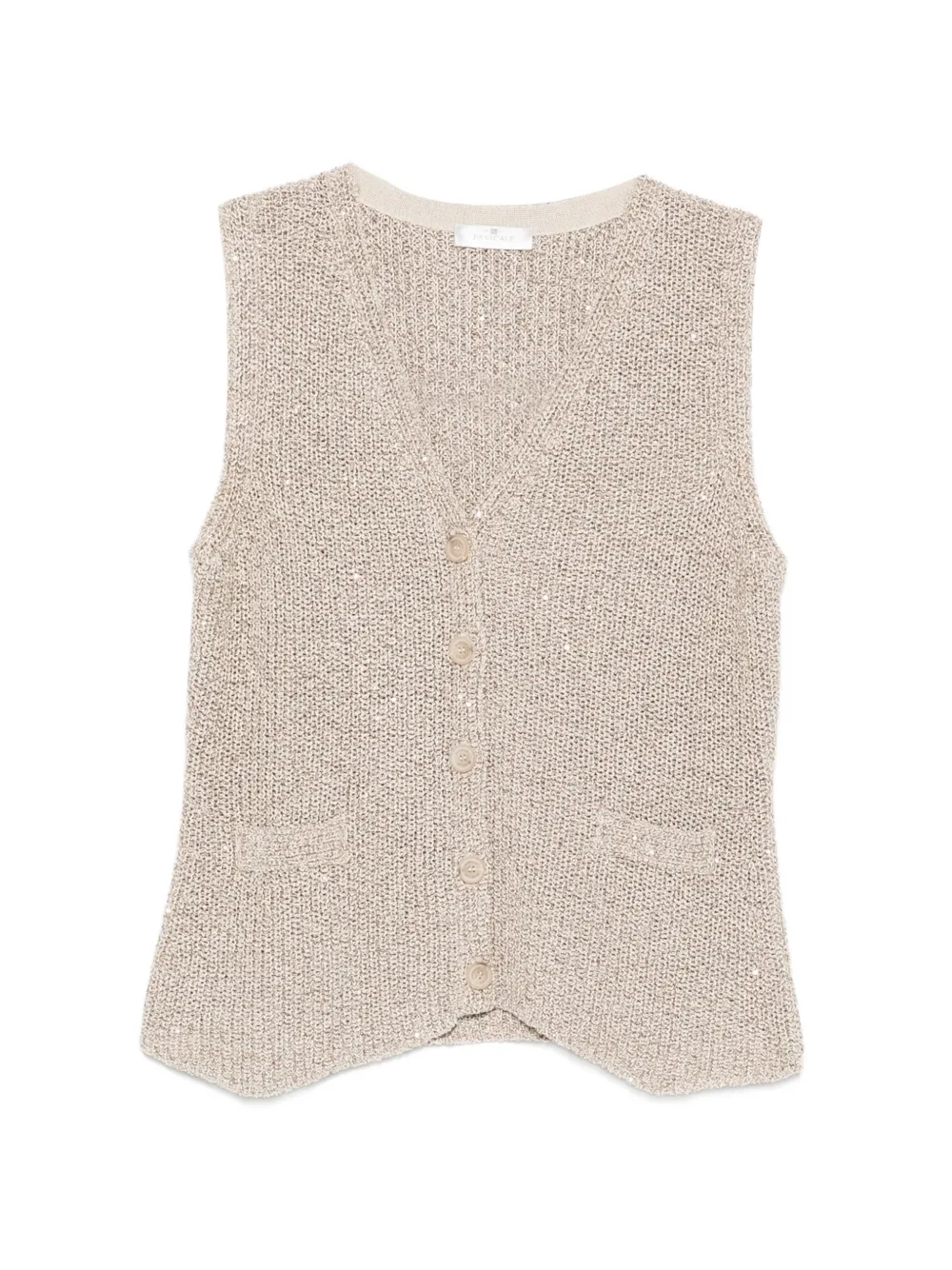 PANICALE sequin-embellished sleeveless cardigan - Nude