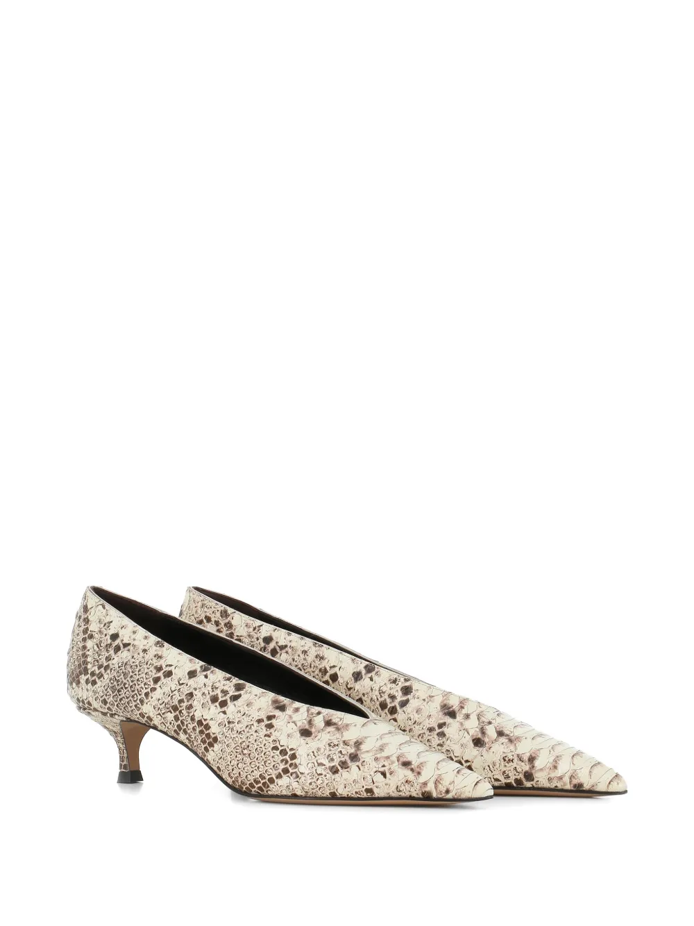 Le Monde Beryl snakeskin-effect pointed-leather pumps Beige