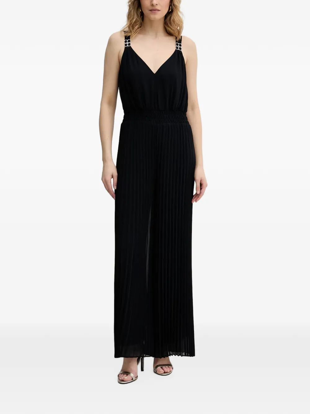 Morgan V-neck pleated jumpsuit - Blu