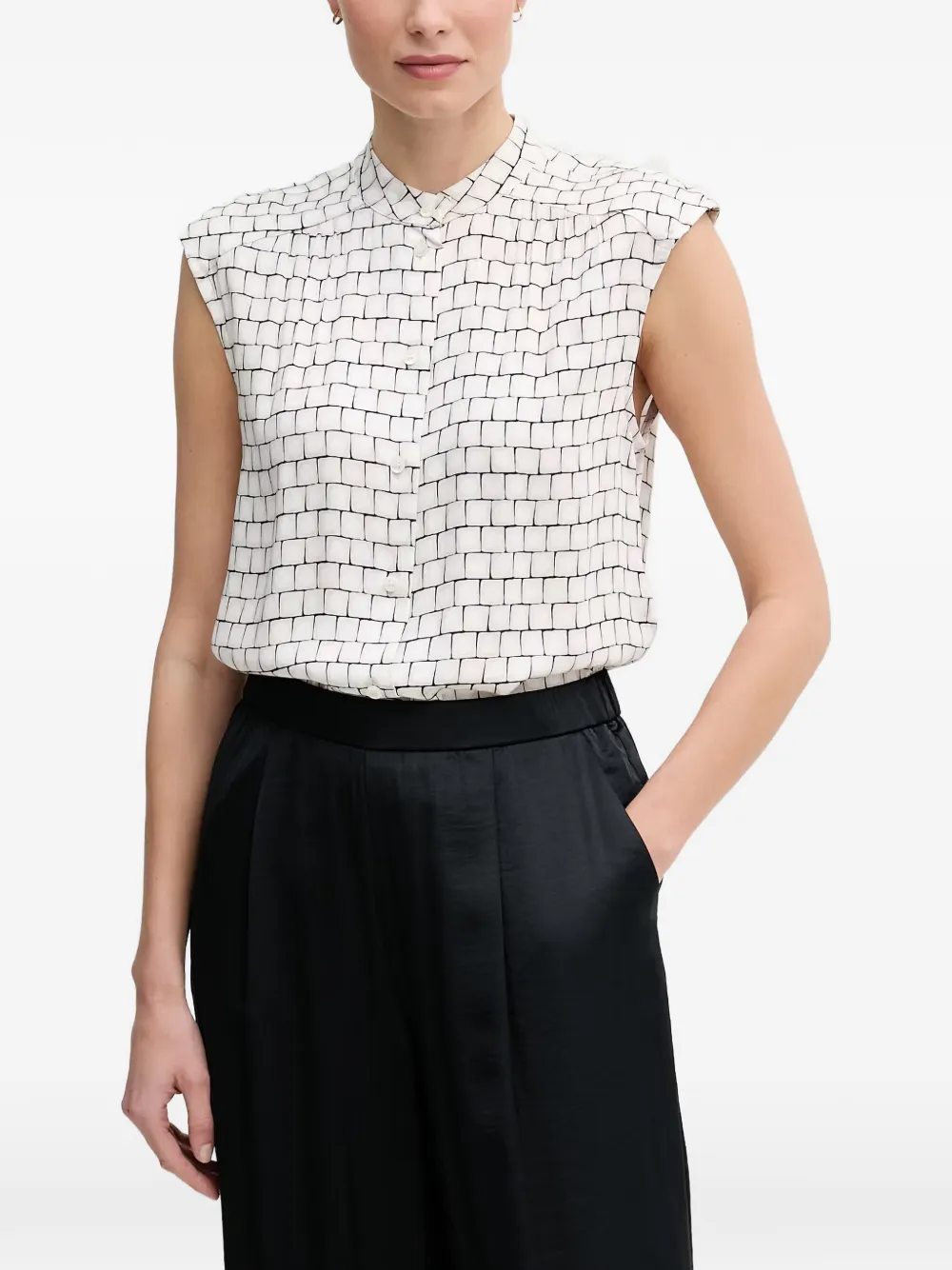 Marc Aurel geometric-print sleeveless shirt