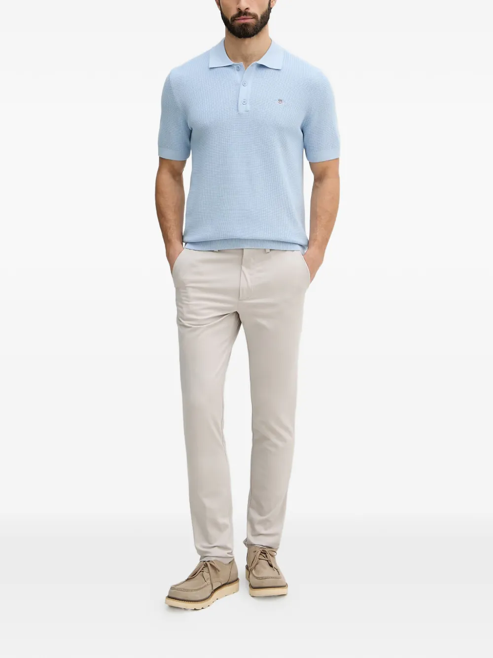 Gant Poloshirt met geborduurd logo Blauw