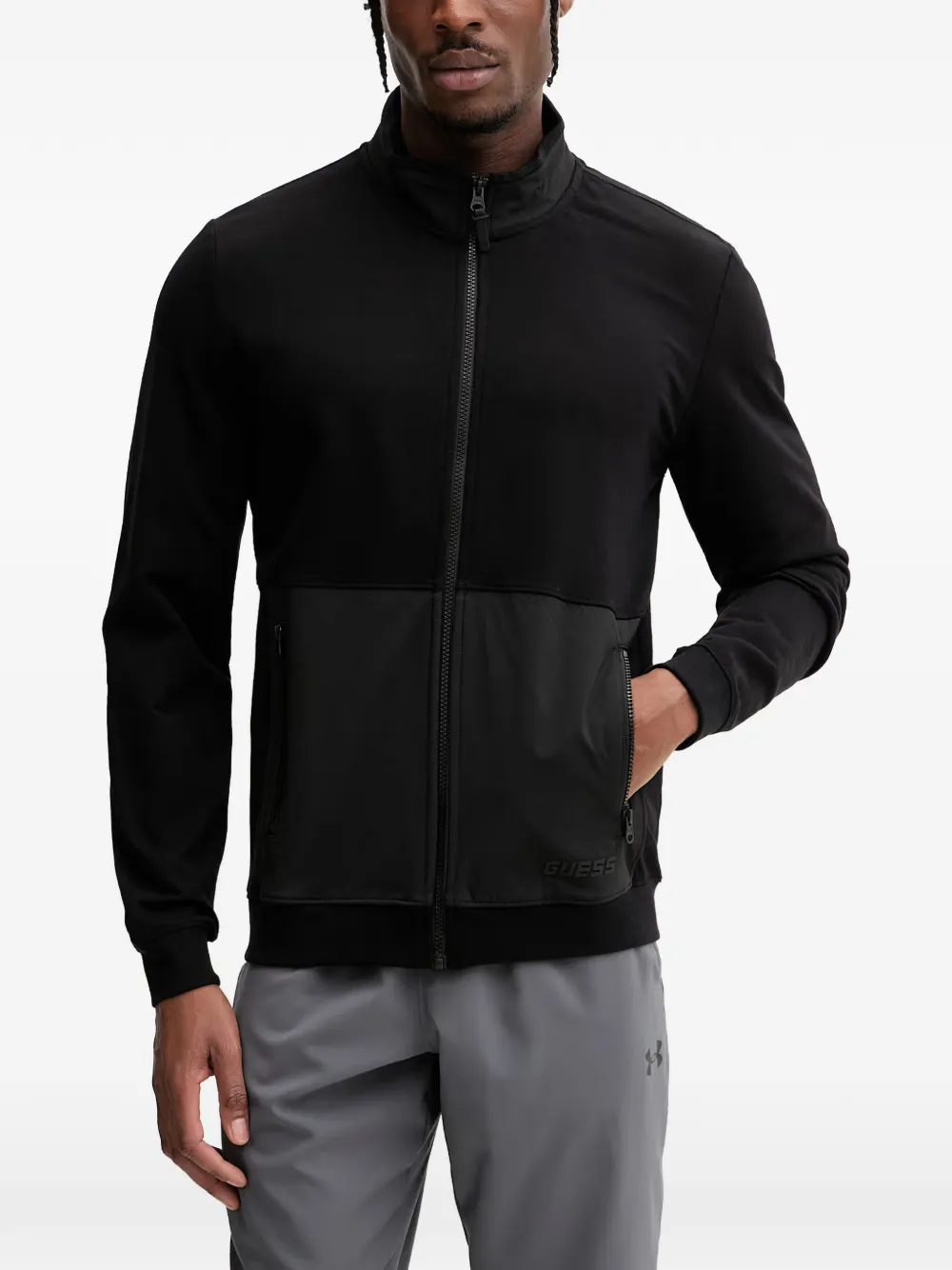 GUESS USA zip-up panelled track jacket - Nero